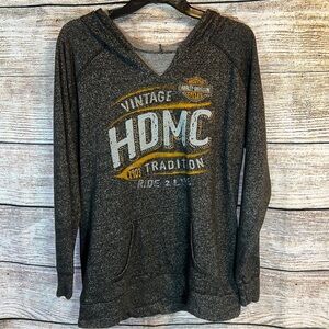 Boswell’s Harley Davidson Nashville Hooded Lightweight Grey Marbled V-Neck